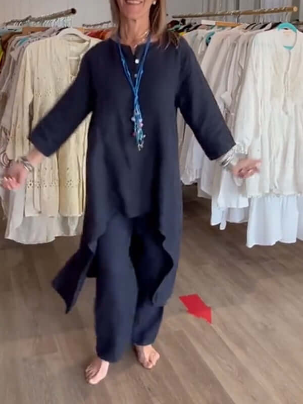 Charly | Women's Linen Asymmetrical Tunic & Pants Set
