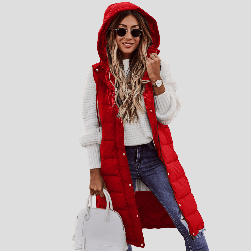 Charly | Women's Long Hooded Puffer Vest