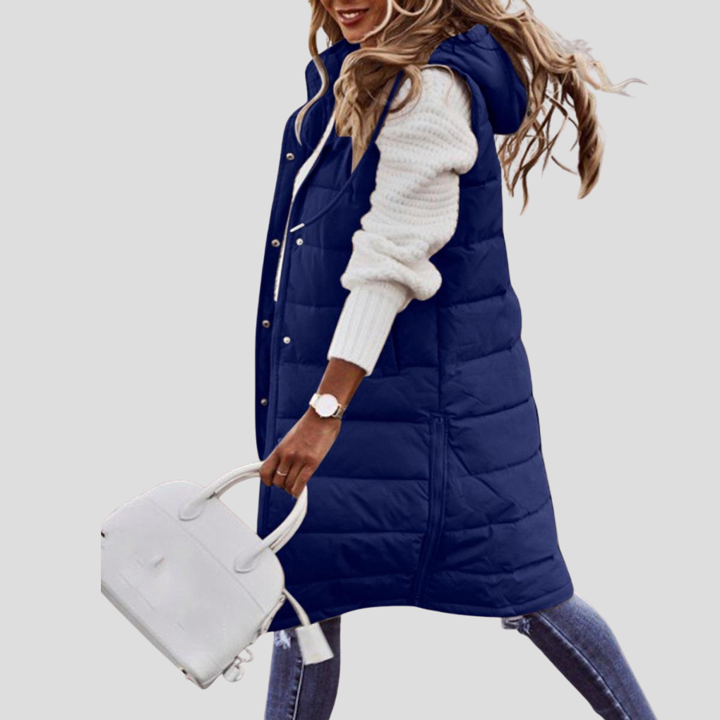 Charly | Women's Long Hooded Puffer Vest