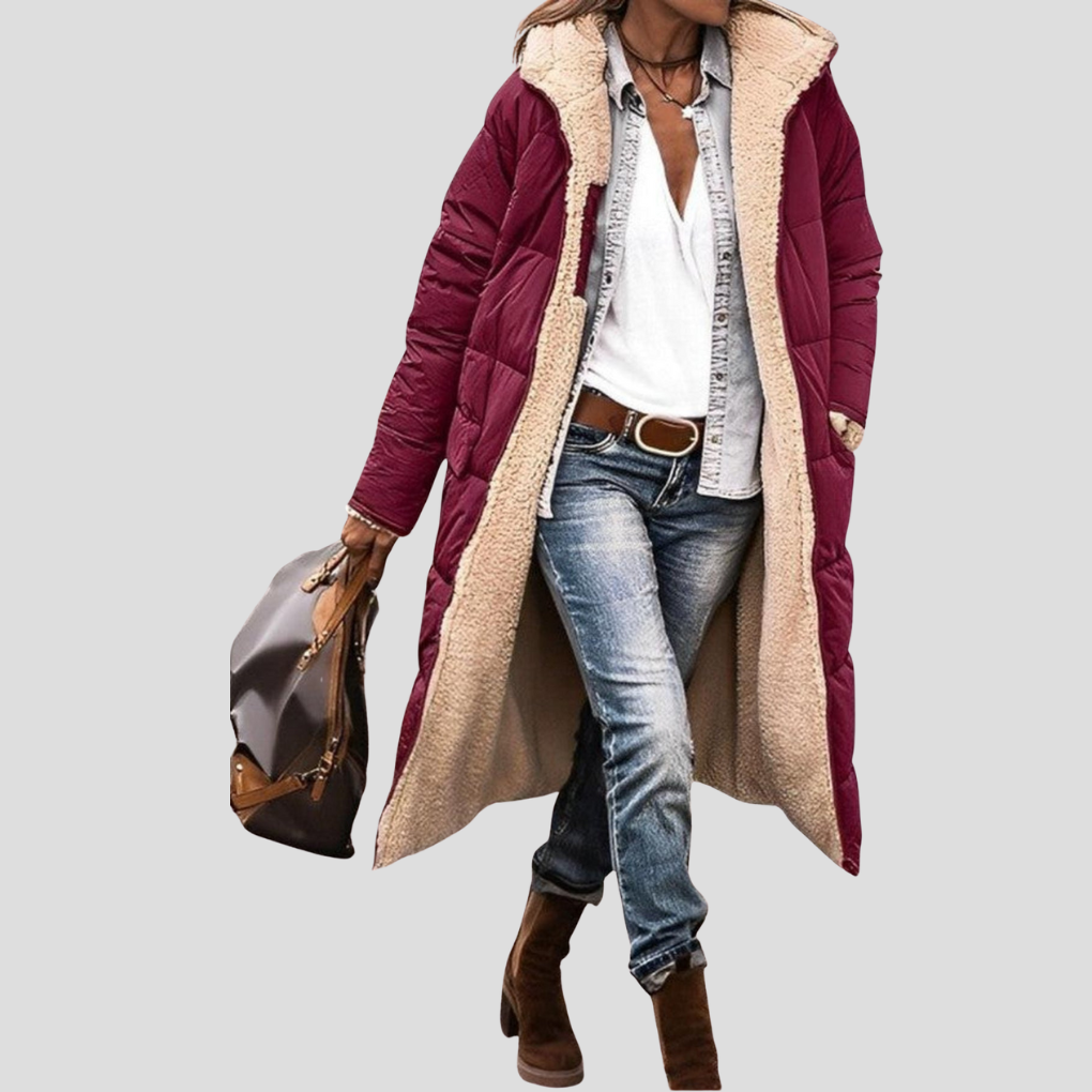 Charly | Women's Long Hooded Reversible Winter Coat
