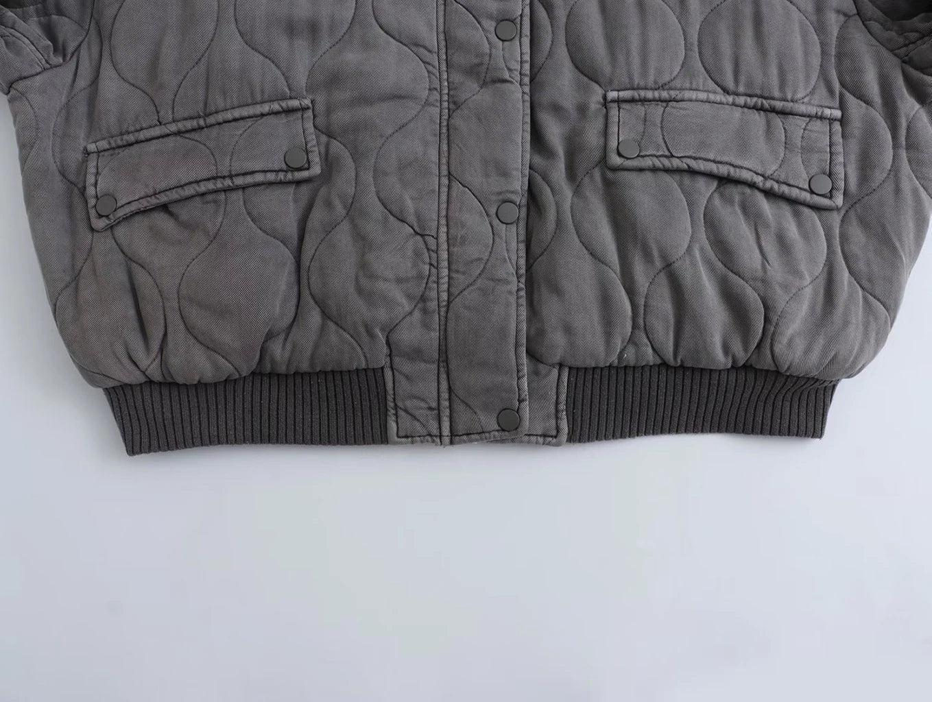 Charly - Women's Loose-Fitting Gray Bomber Jacket