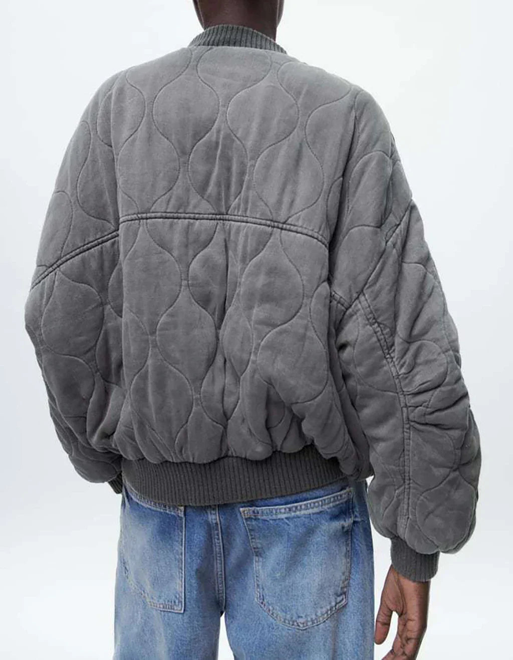 Charly - Women's Loose-Fitting Gray Bomber Jacket