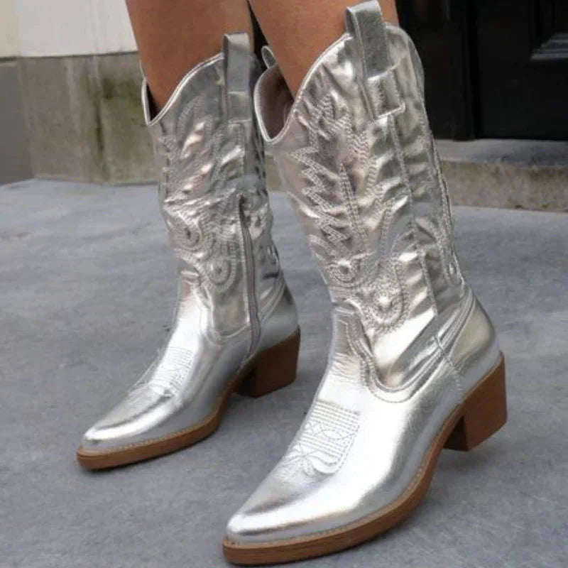 Charly | Women's Metallic Embroidered Cowboy Boots