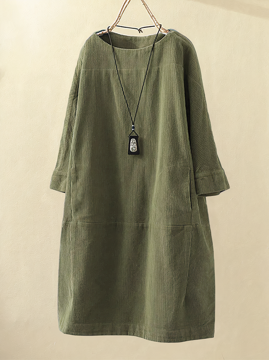 Charly | Women's Midi Corduroy Dress with Pockets