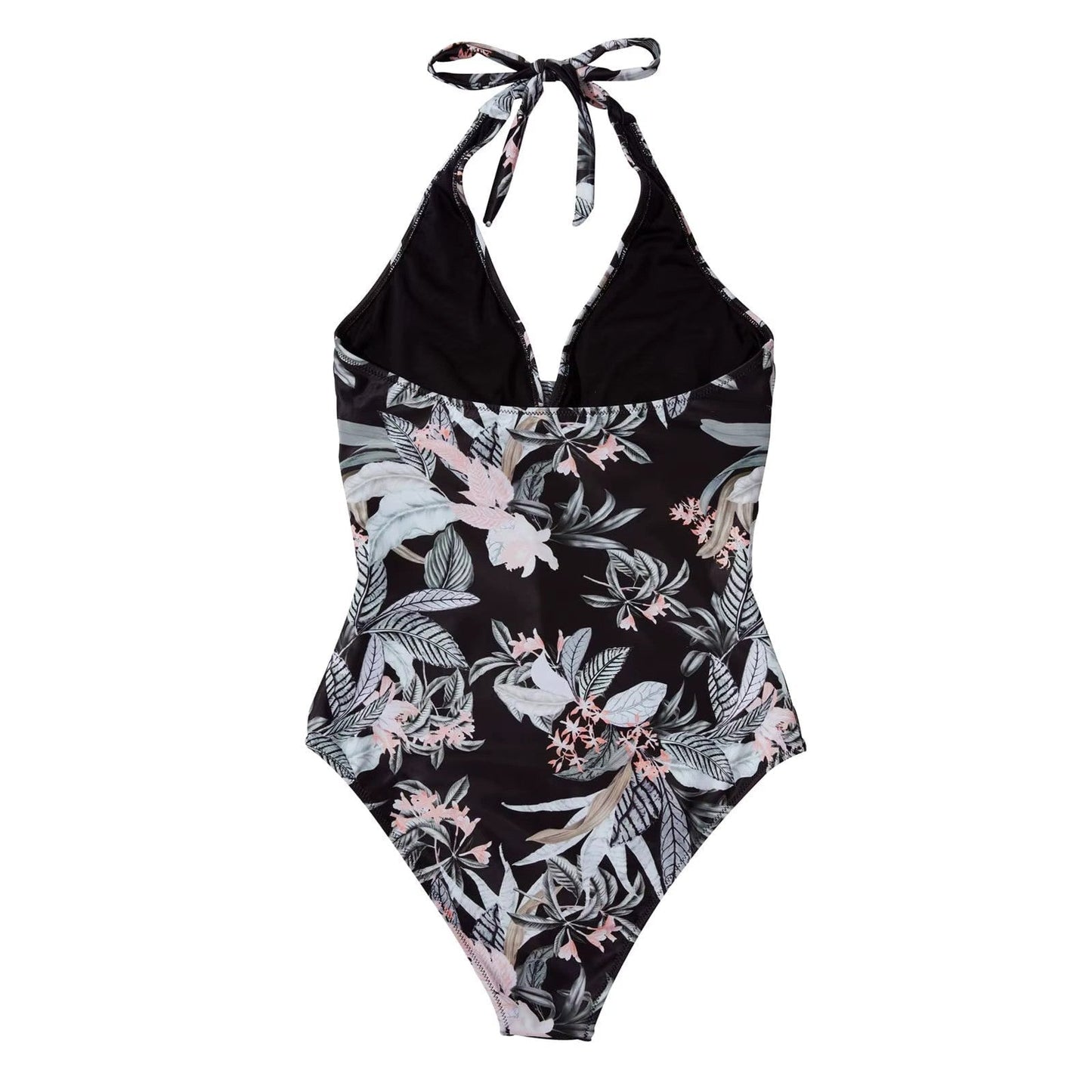 Charly | Women's One-Piece Swimsuit Halter Neck Tropical Print