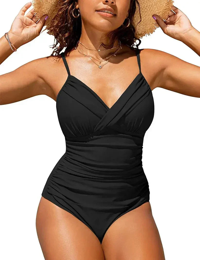 Charly | Women's One-Piece Swimsuit Ruched V-Neck