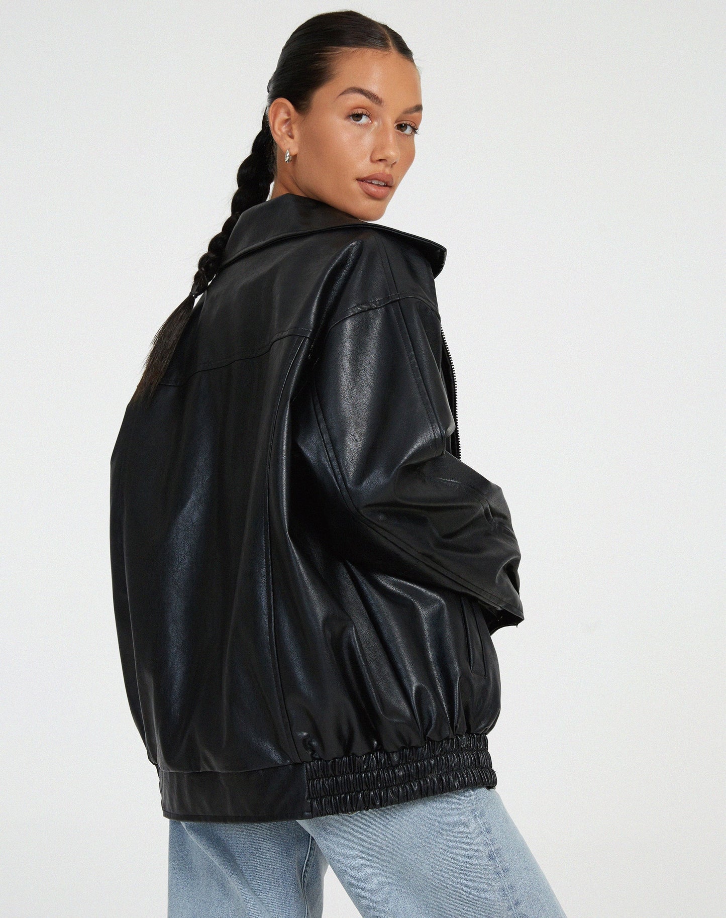 Charly | Women's Oversized Faux Leather Bomber Jacket
