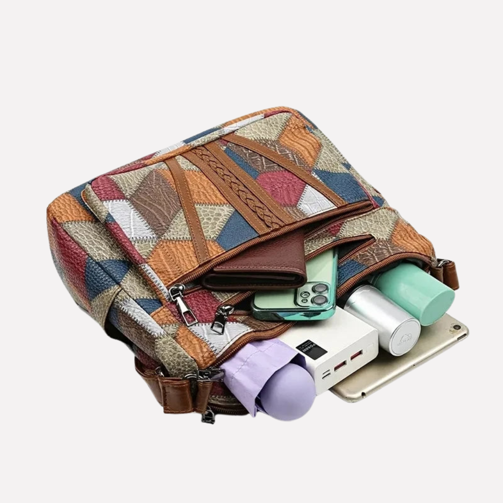 Charly | Women's Patchwork Shoulder Bag with Braided Detail