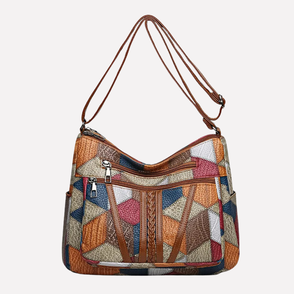 Charly | Women's Patchwork Shoulder Bag with Braided Detail