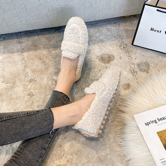 Charly | Women's Plush Loafer Slippers with Fold-Over Detail