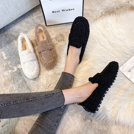 Charly | Women's Plush Loafer Slippers with Fold-Over Detail