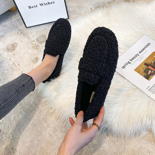 Charly | Women's Plush Loafer Slippers with Fold-Over Detail