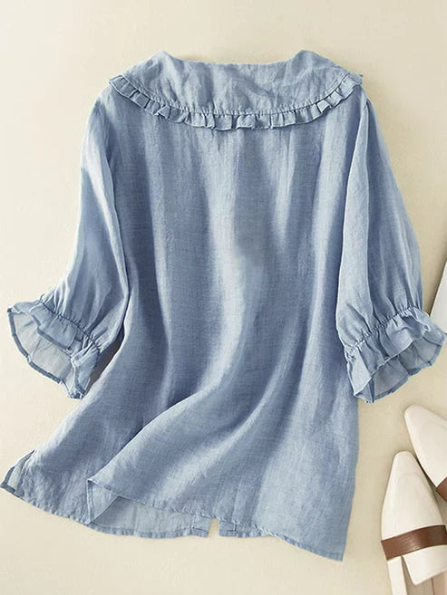 Charly | Women's Ruffle Collar Button-Down Shirt