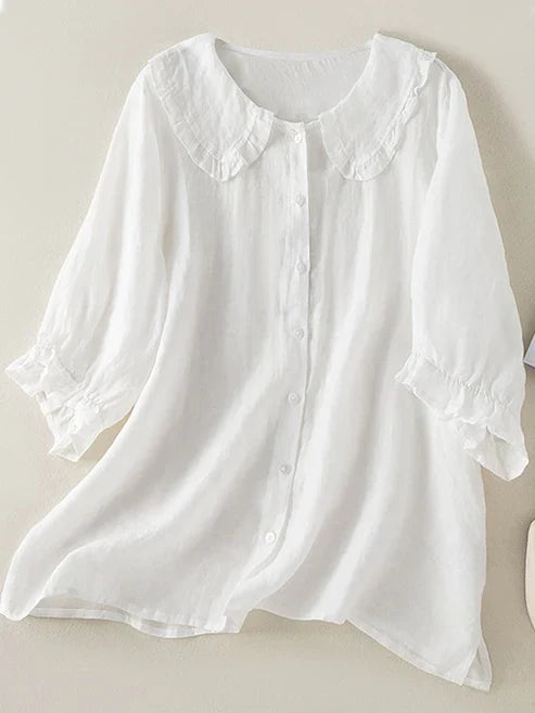 Charly | Women's Ruffle Collar Button-Down Shirt