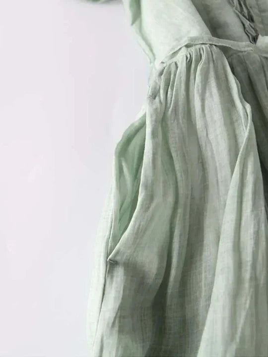 Charly | Women's Ruffled Button Midi Dress with Tie Waist