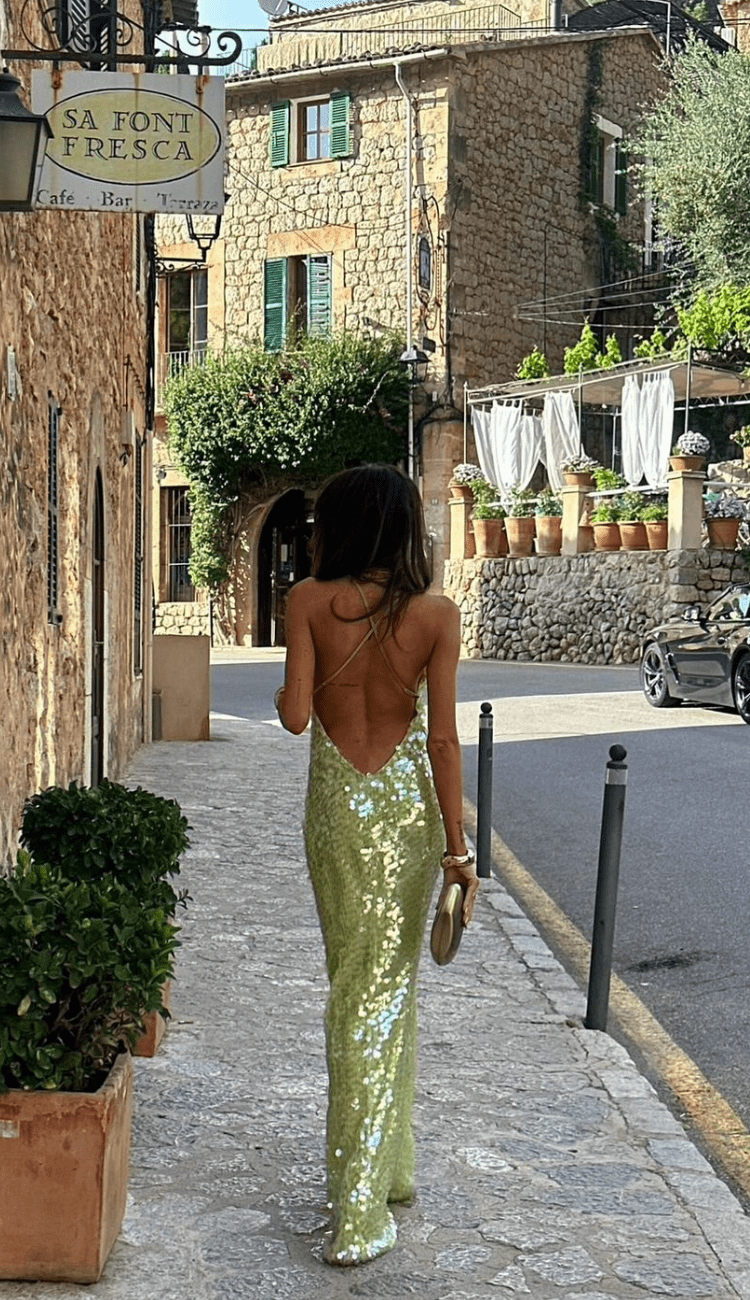 Charly | Women's Sequin Maxi Dress Spaghetti Strap