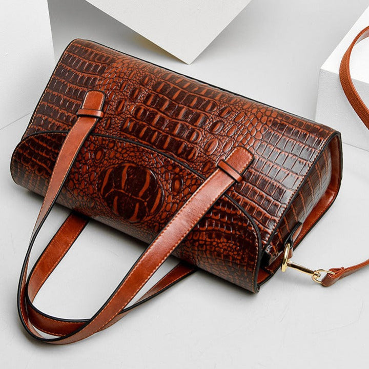 Charly | Women's Shoulder Bag with Crocodile Embossing