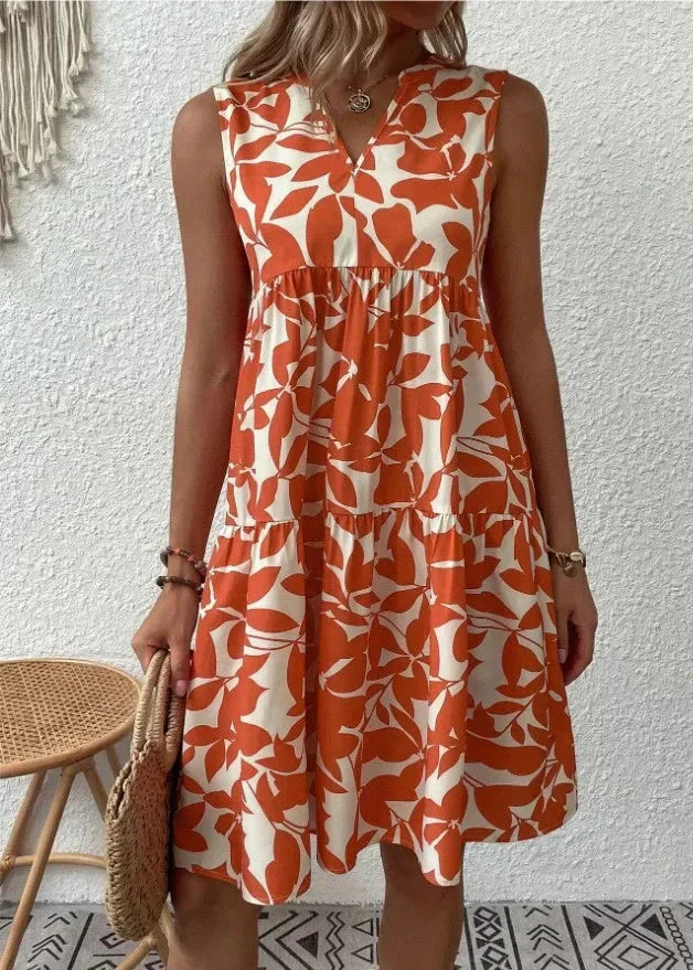 Charly | Women's Sleeveless V-Neck Tiered Midi Dress