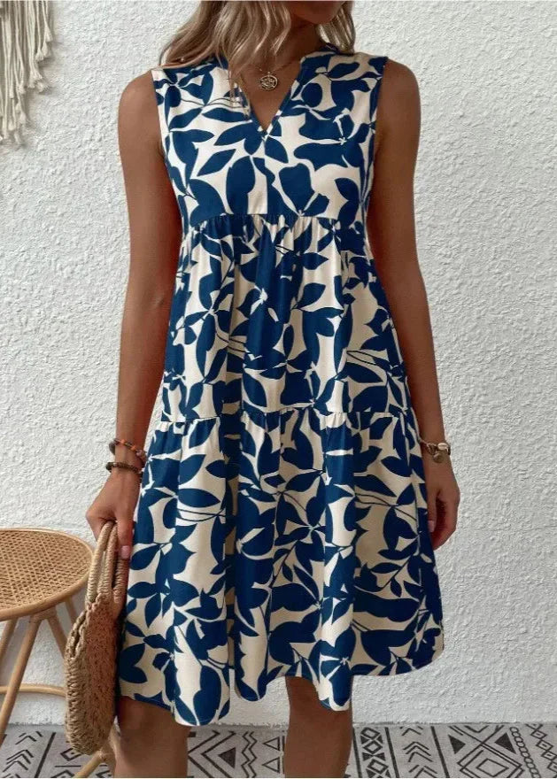 Charly | Women's Sleeveless V-Neck Tiered Midi Dress