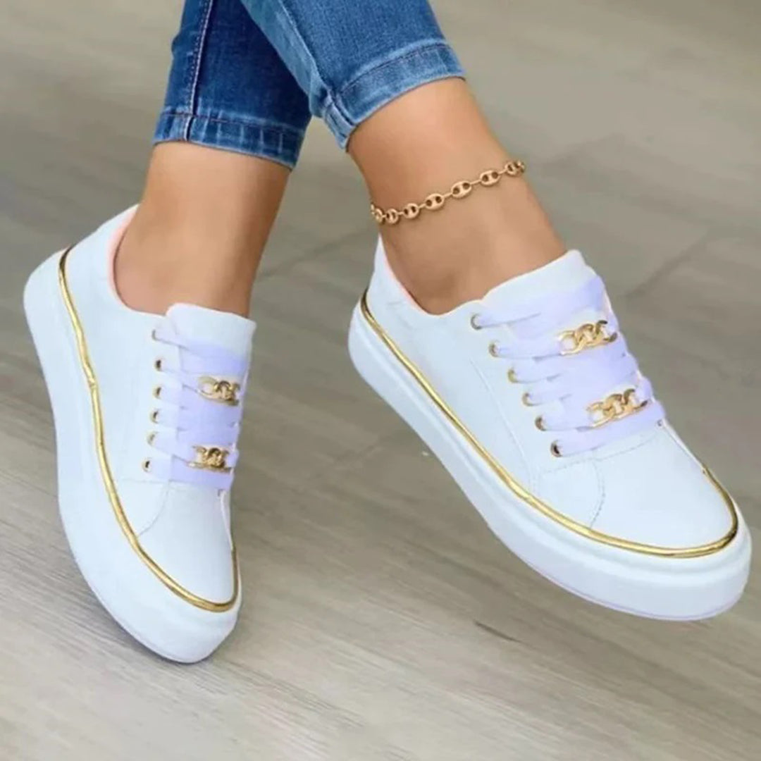 Charly | Women's Sneakers with Gold Chain Detail