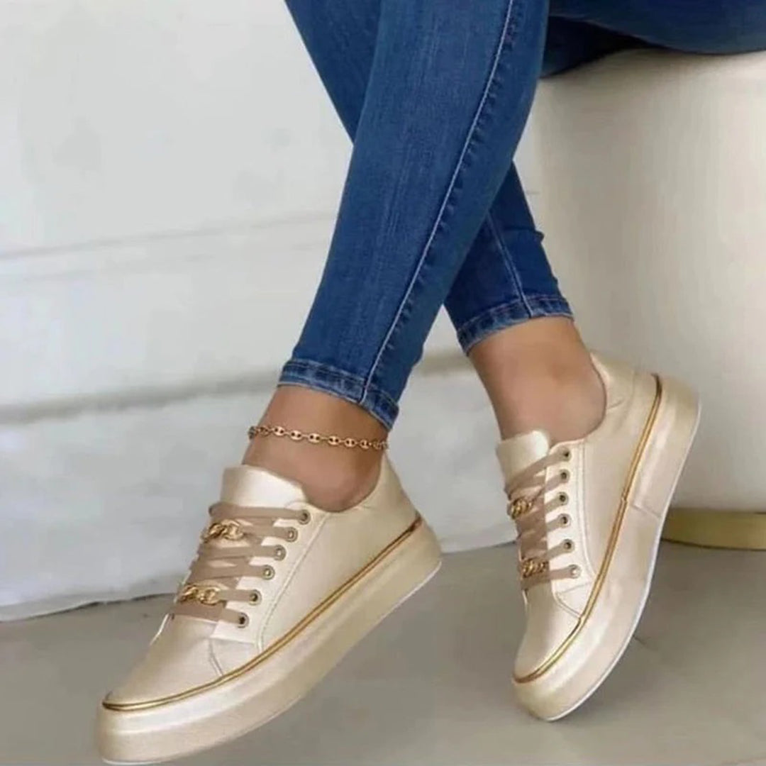 Charly | Women's Sneakers with Gold Chain Detail