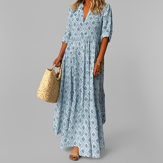 Charly | Women's Tiered Maxi Dress with Vintage Print