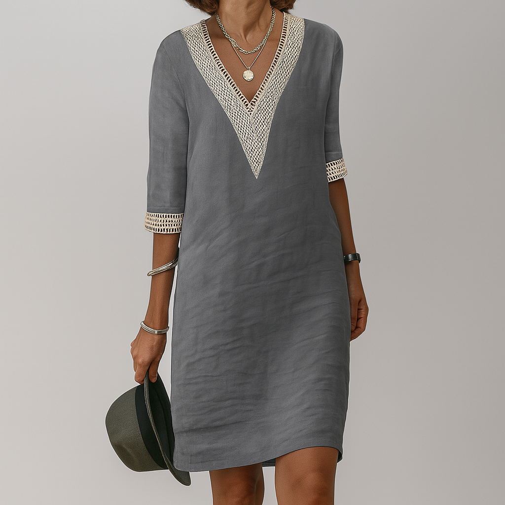 Charly | Women's V-Neck Crochet Trim Dress