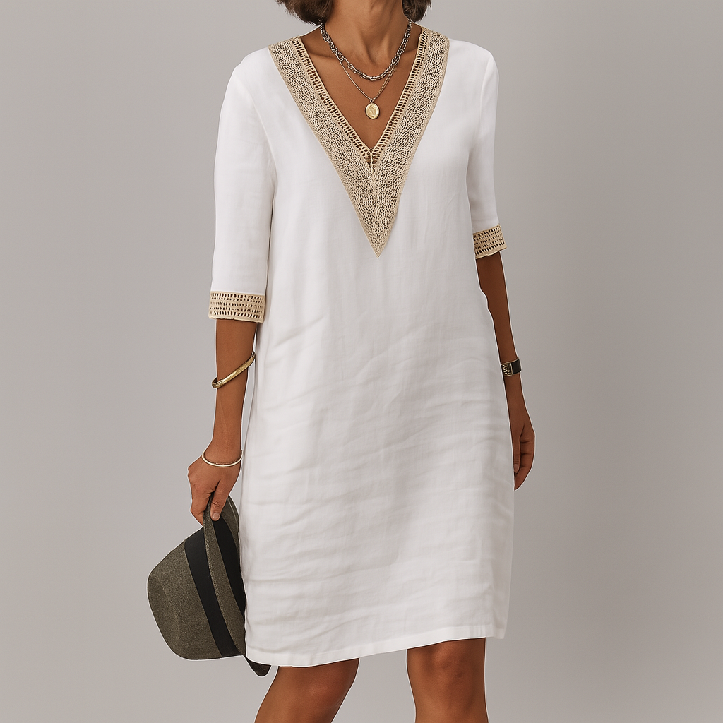 Charly | Women's V-Neck Crochet Trim Dress
