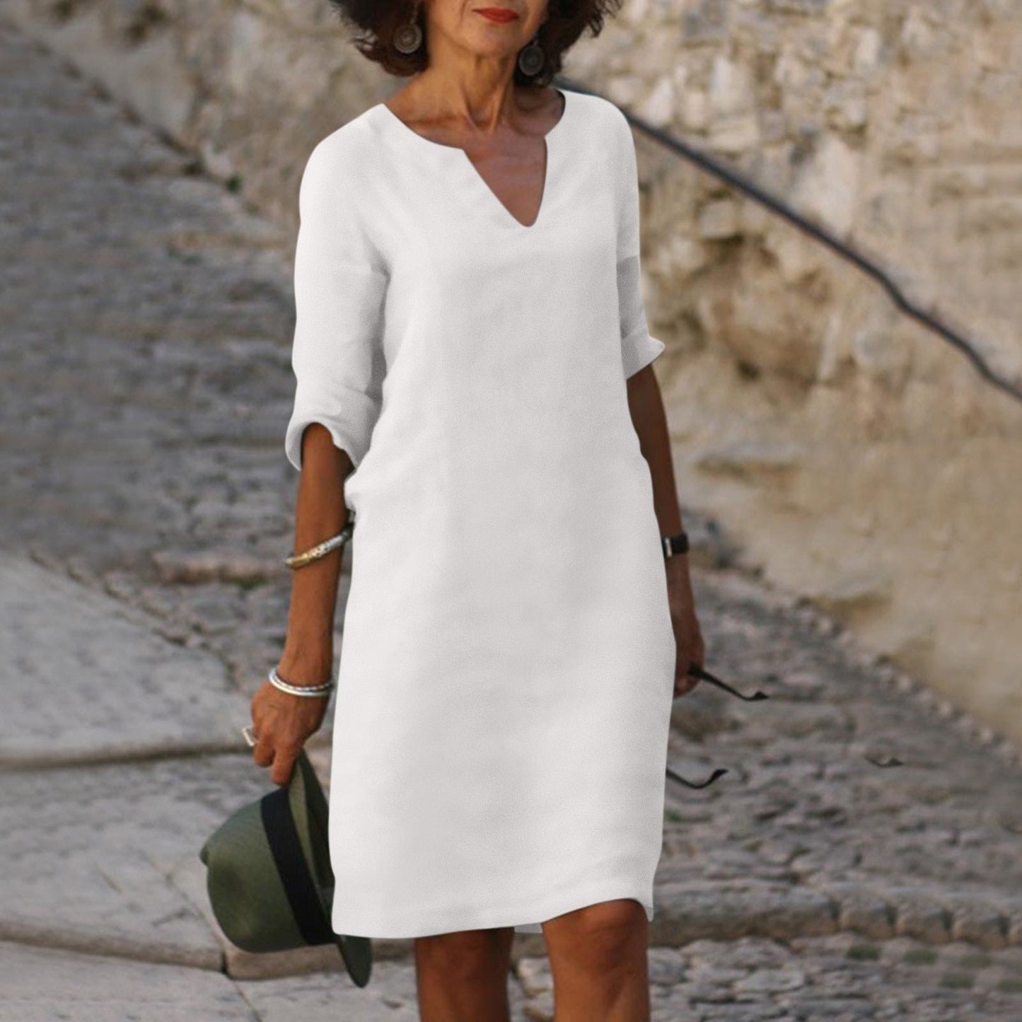 Charly | Women's V-Neck Midi Summer Dress