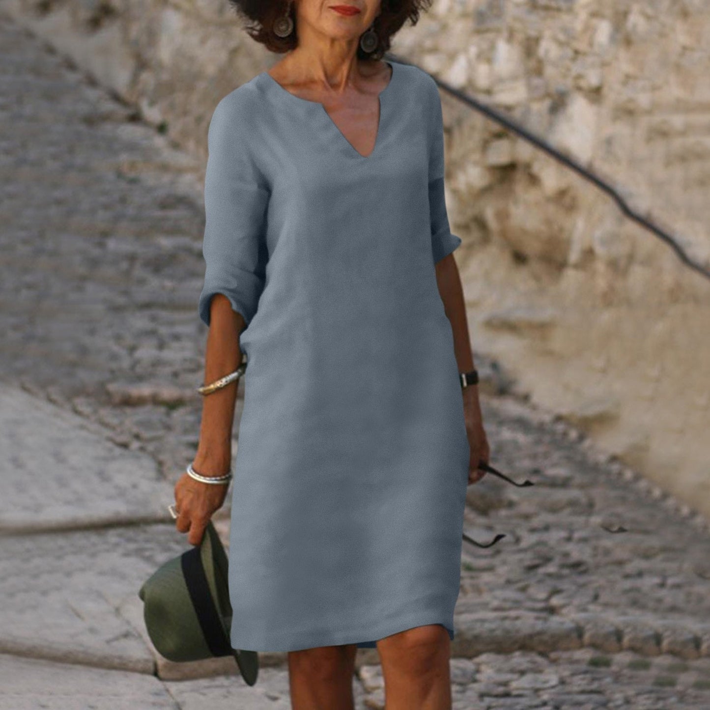 Charly | Women's V-Neck Midi Summer Dress