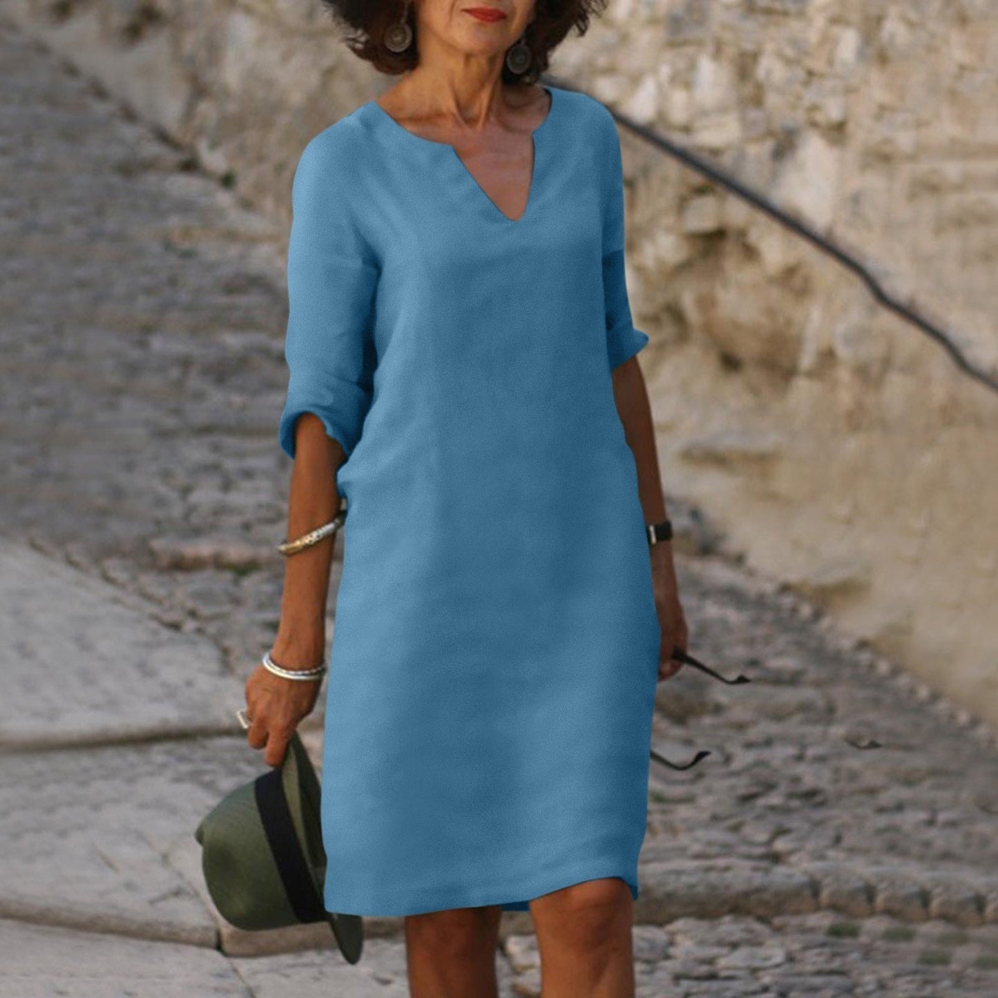 Charly | Women's V-Neck Midi Summer Dress