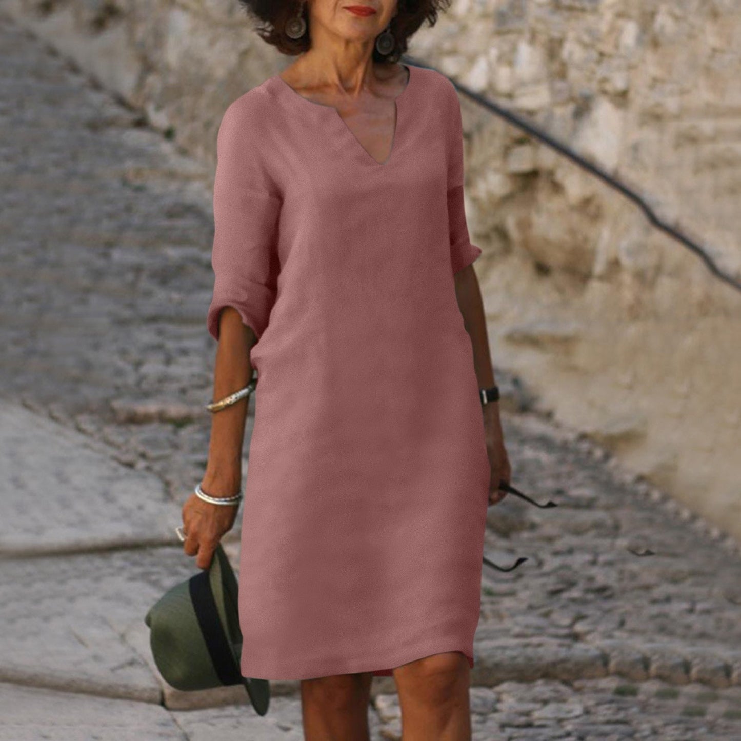 Charly | Women's V-Neck Midi Summer Dress