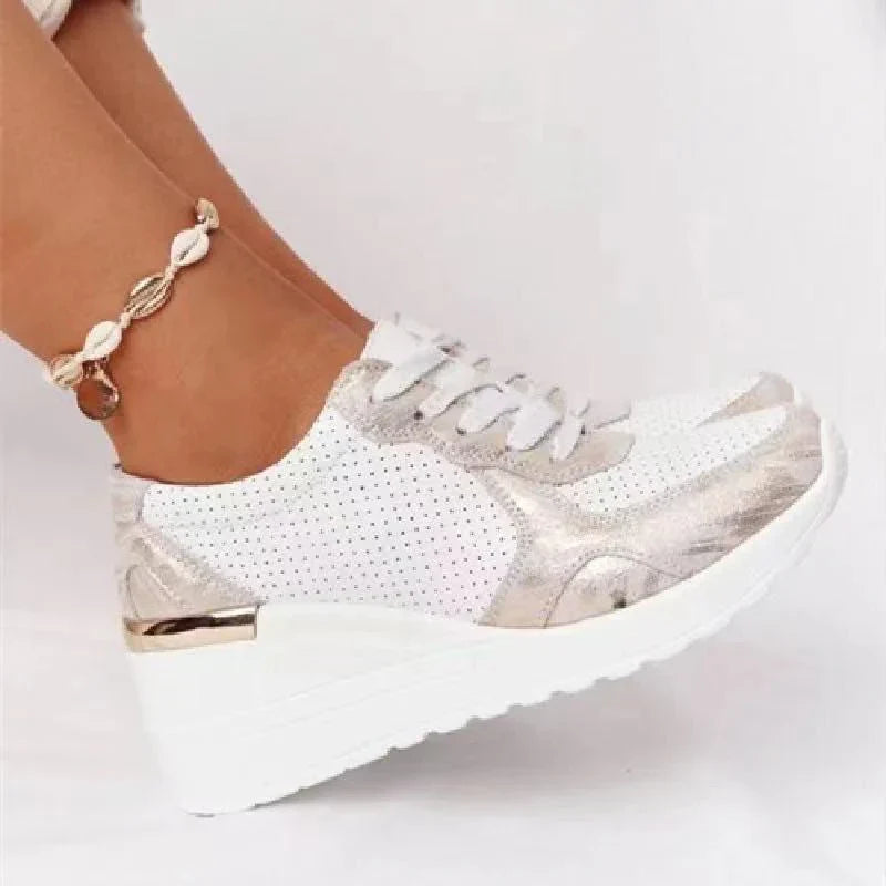 Charly | Women's Wedge Sneakers with Metallic Detail