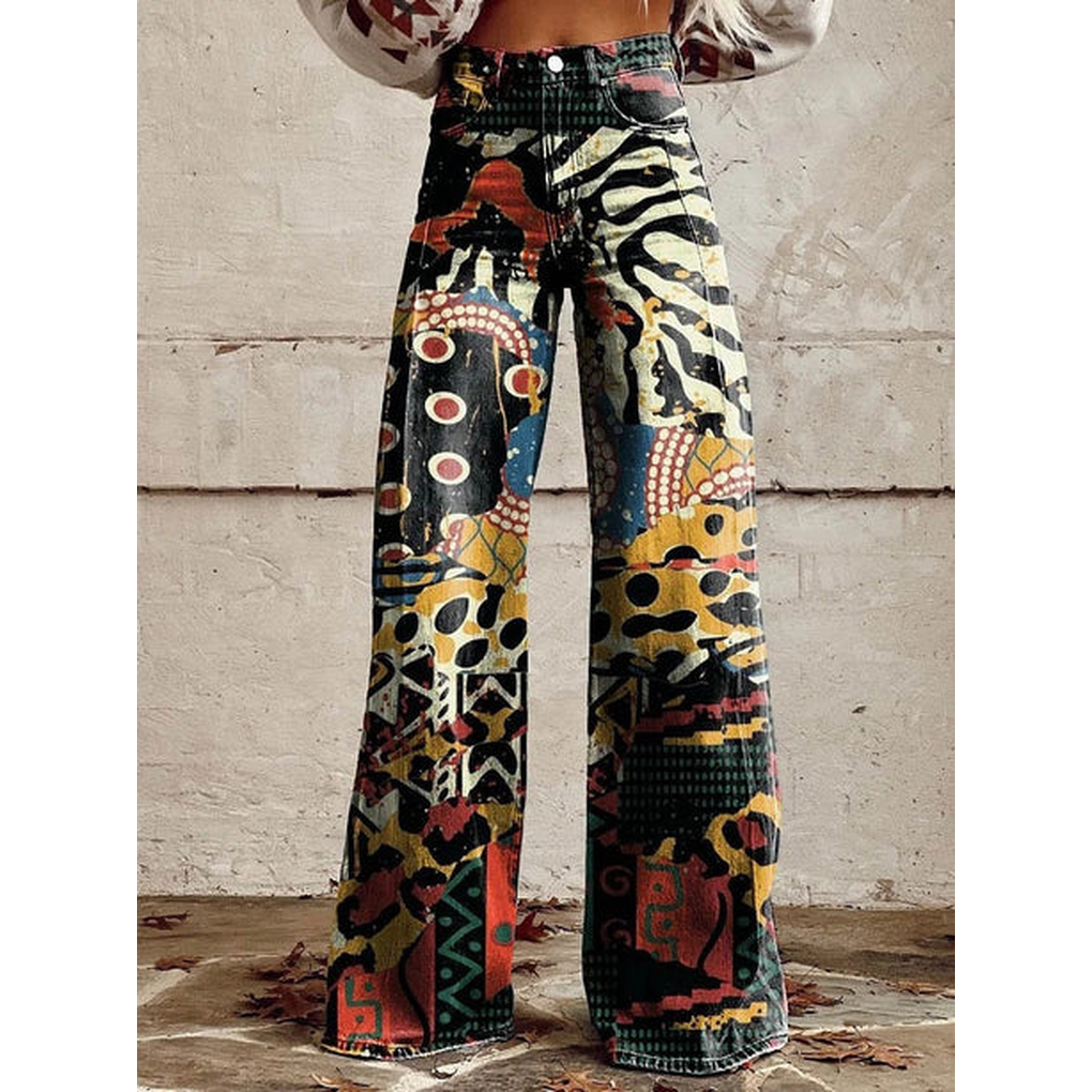 Charly | Women's Wide Leg Jeans - Floral & Print