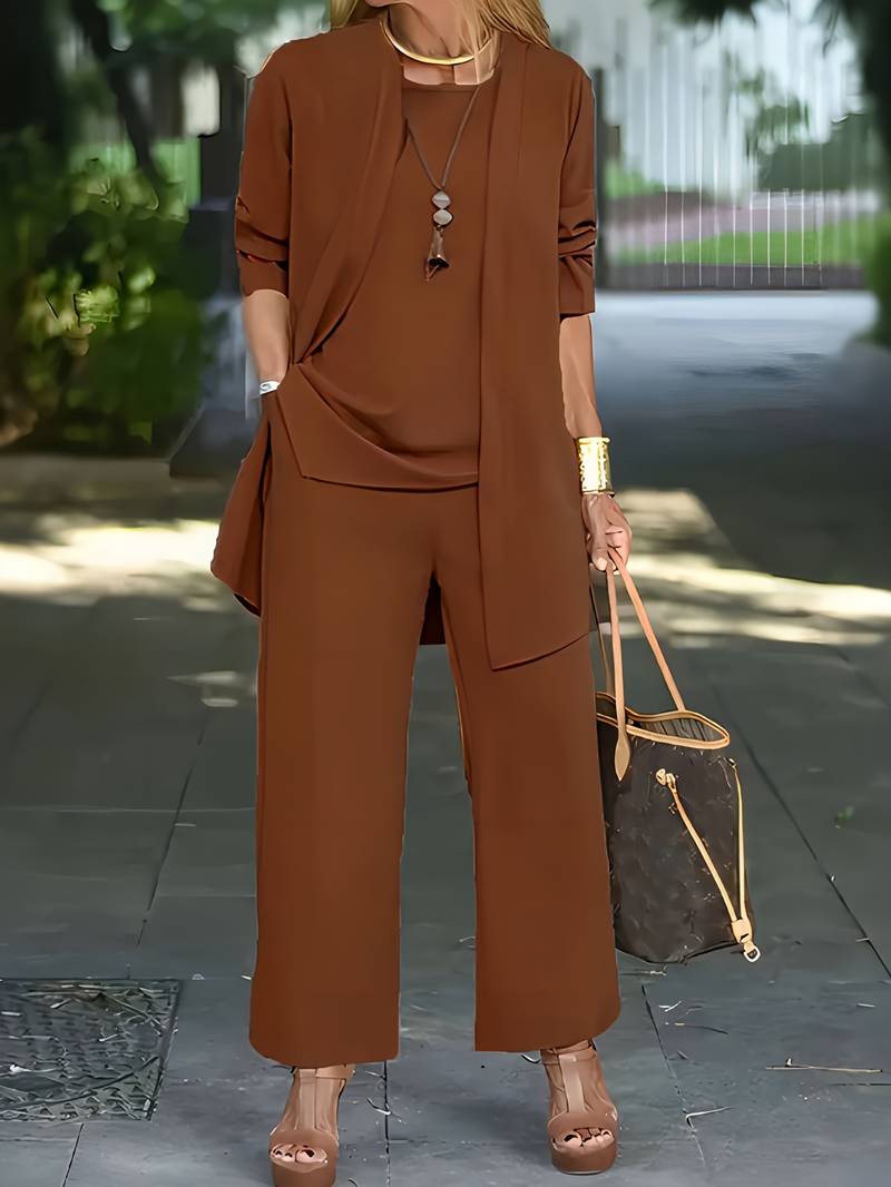 Charly | Women's Wide-Leg Trouser Set with Cardigan
