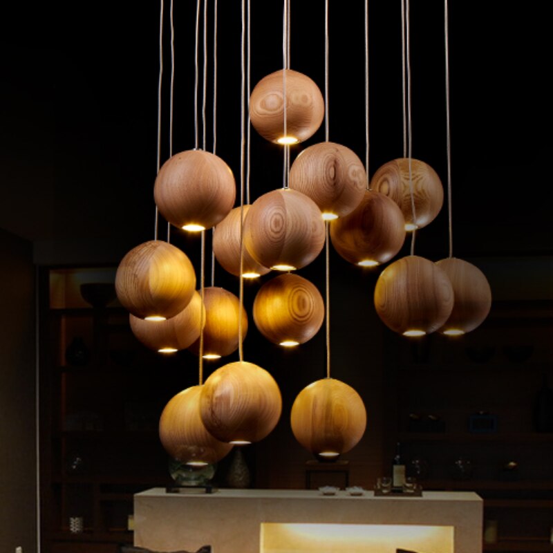 Charly | Wood Ball Pendant Light | Modern Natural Design
