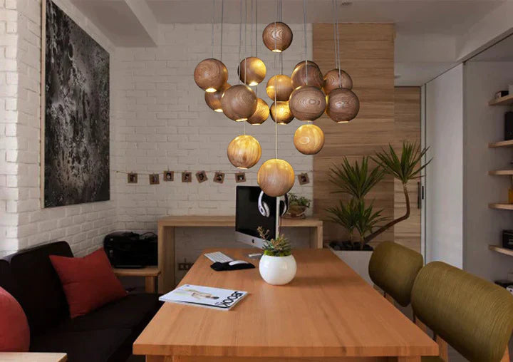 Charly | Wood Ball Pendant Light | Modern Natural Design
