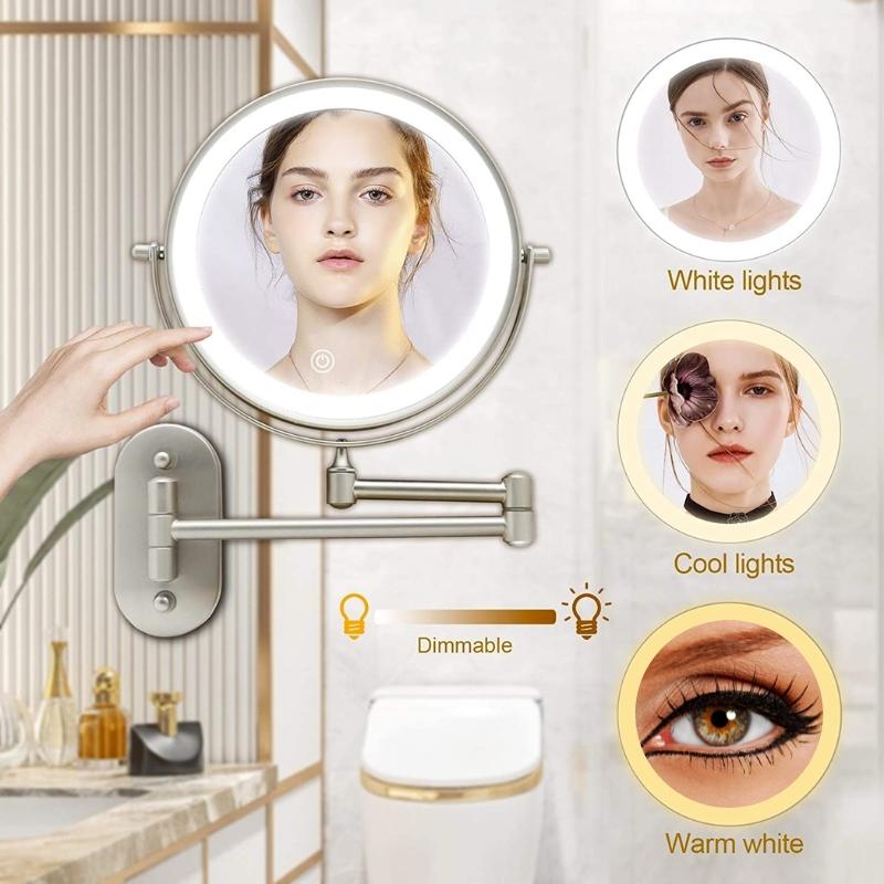 Chrome Silver Rechargeable LED Magnifying Mirror By Lunicca