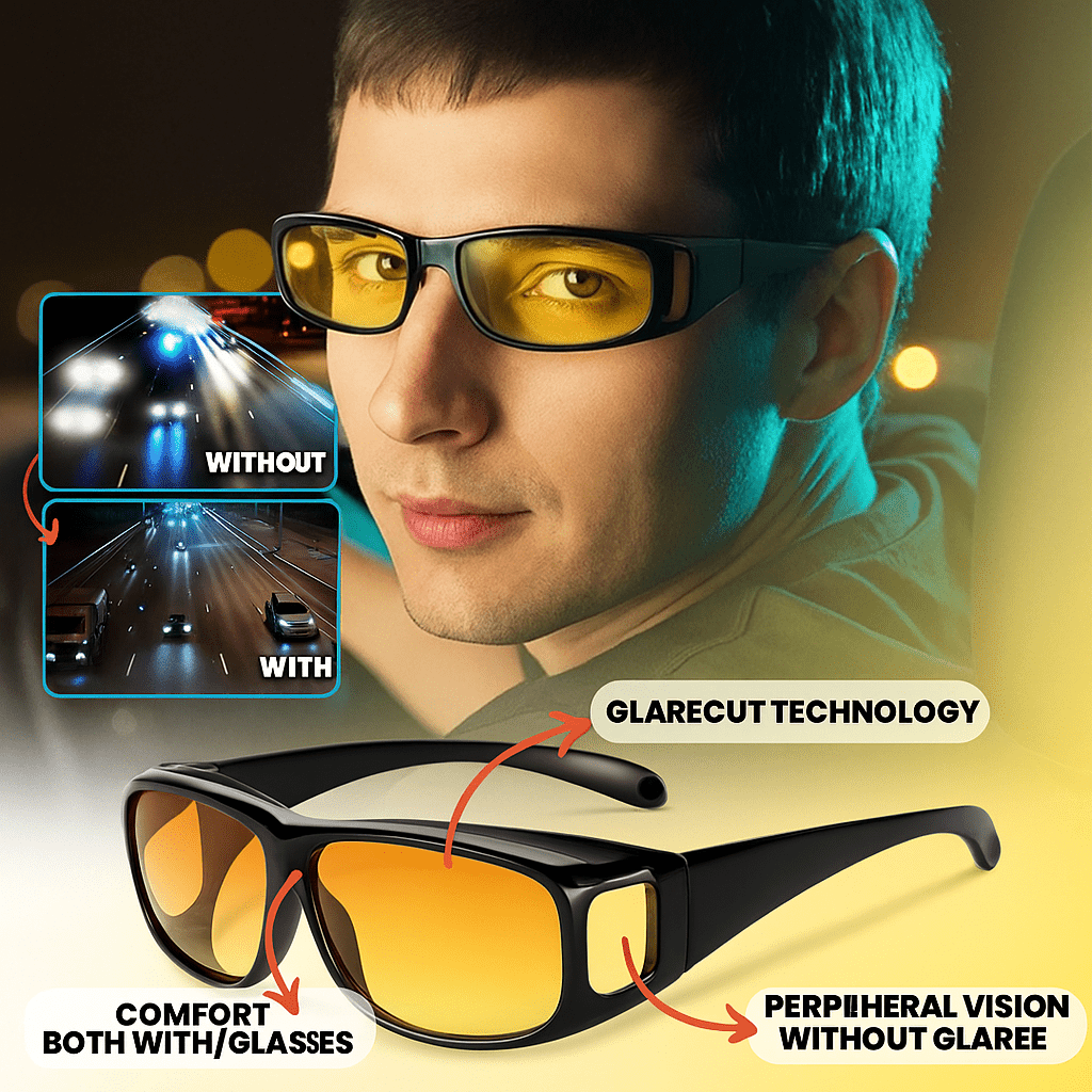 CLARIVUE – Night glasses with HD lenses & glare protection for safe driving at night