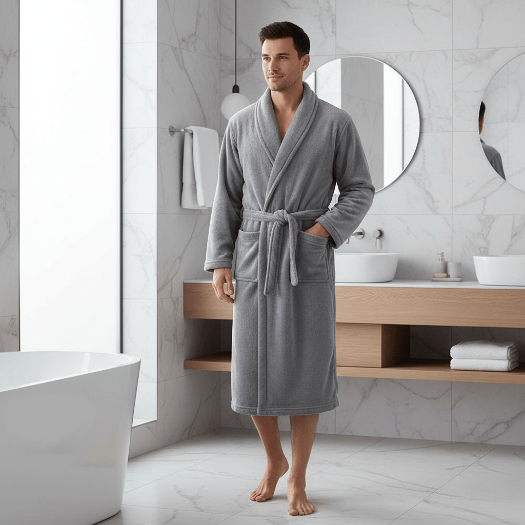 COZYCORAL – Light winter bathrobe made of coral fleece with belt & side pockets