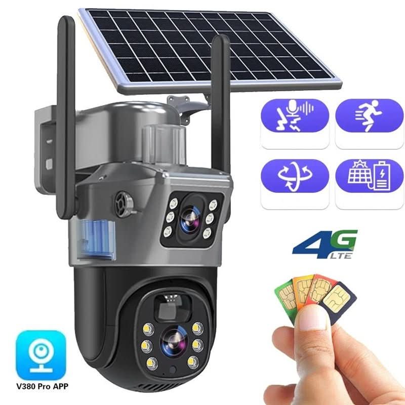 DUALGUARD CAM – Wireless 4K Security Camera with Solar Panel & 360° Panoramic View