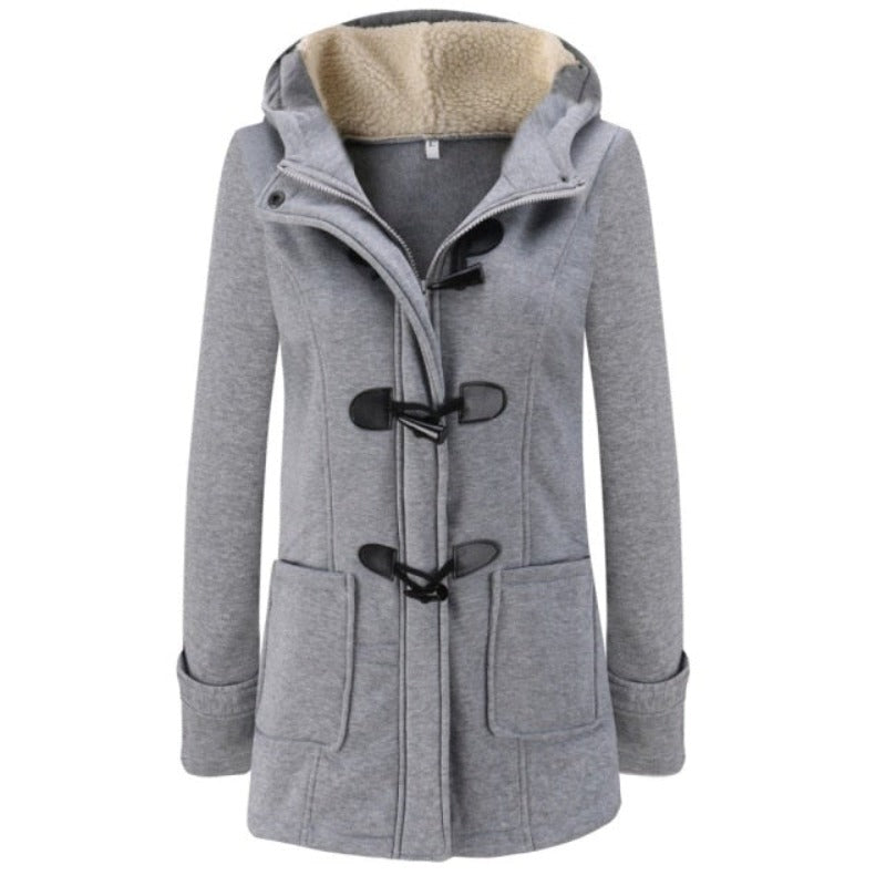 Elegant Winter Coat with Long Sleeves and Removable Hood