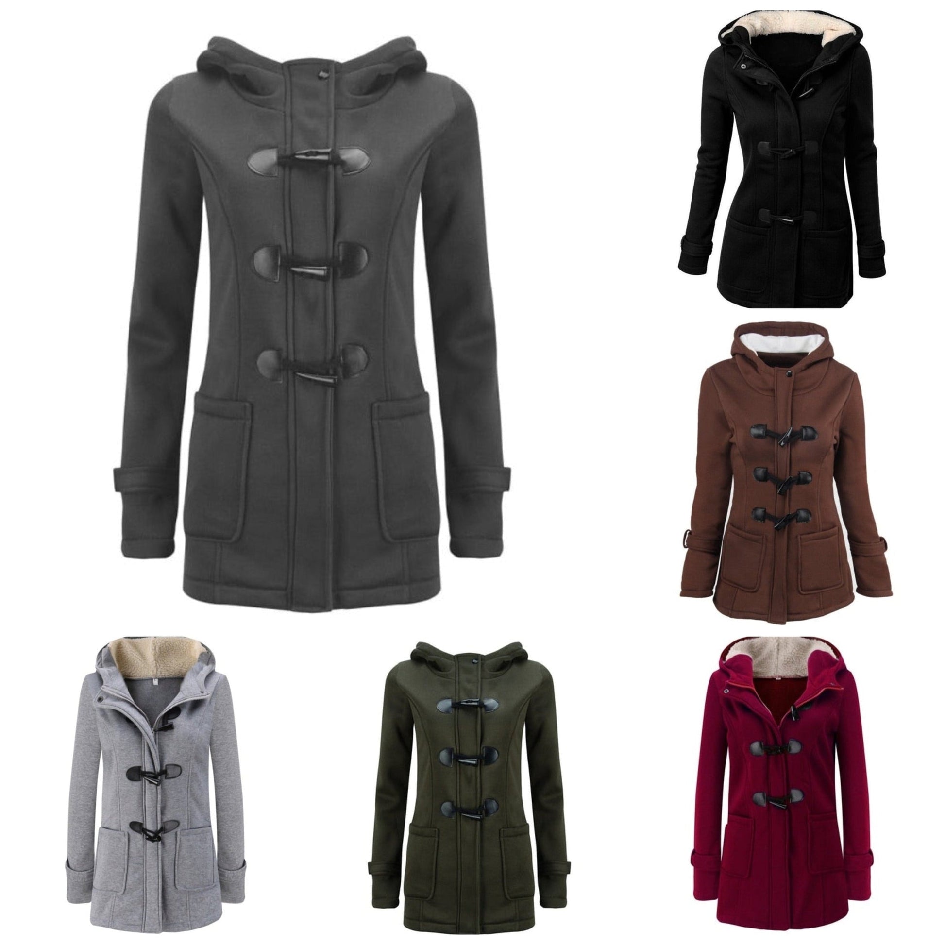 Elegant Winter Coat with Long Sleeves and Removable Hood