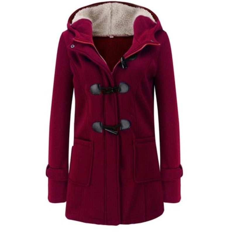 Elegant Winter Coat with Long Sleeves and Removable Hood