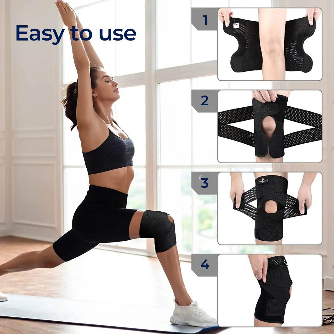 FlexGuard Knee Pads | with Support Compression Springs and Tension Strap - for Stability - Pain Relief and Protection Charly