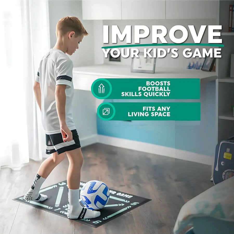 FOOTMASTER - Non-slip Soccer Training Mat for Effective Technique Training, Coordination, and Ball Control Indoors