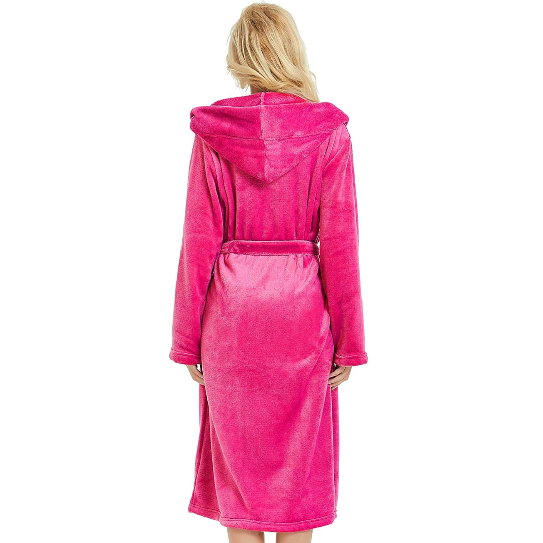 Ladies Fleece Bathrobe with Hood – Vivianne