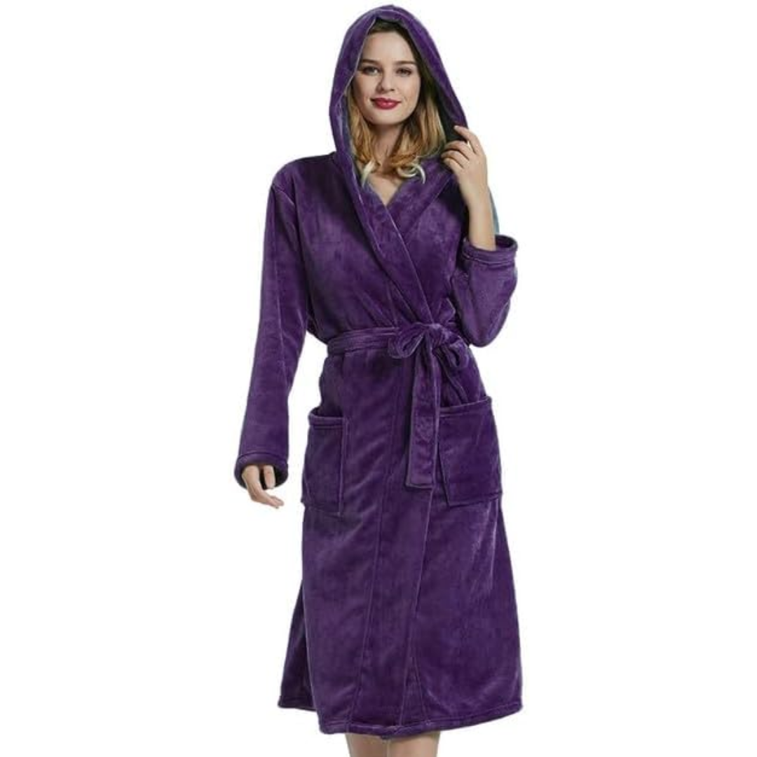 Ladies Fleece Bathrobe with Hood – Vivianne