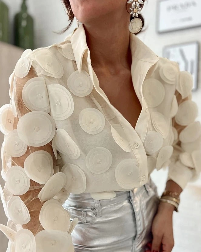 Melary - Women's Shirt with Elegant Collar and Fitted Cut
