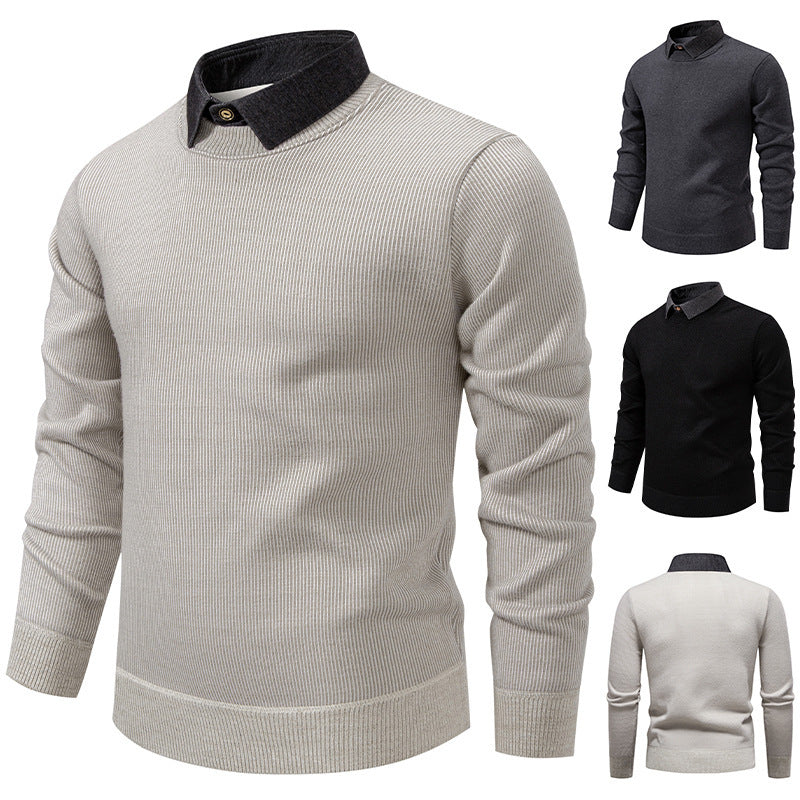 Men's Fine Knit Sweater with Modern Collar & Elegant Design | Charly
